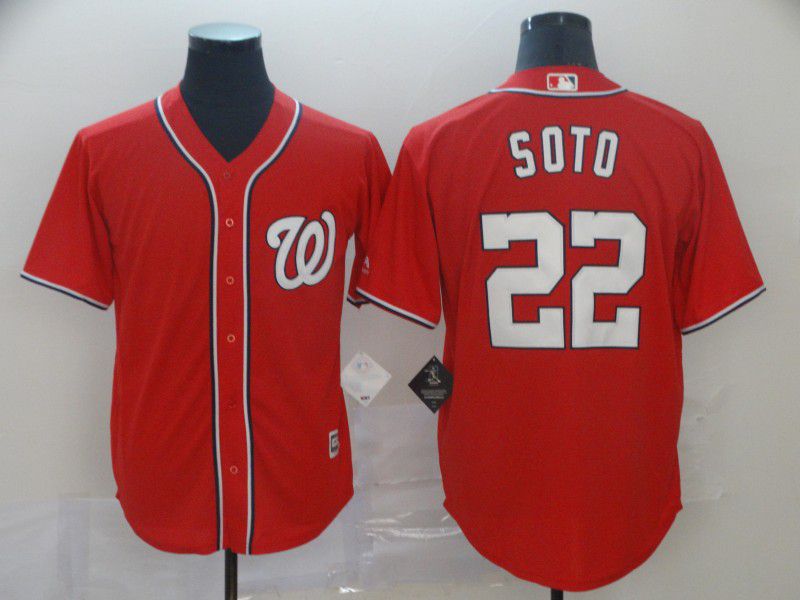 Men Washington Nationals 22 Soto Red Game MLB Jerseys